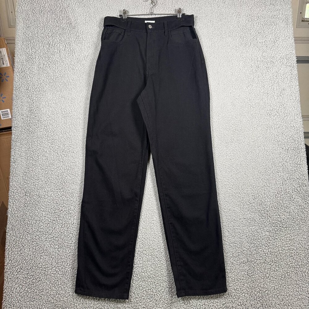 We Wore What Jeans Sz 29L Black Straight Leg 34 Mom Fit Open Pocket Grunge Goth
